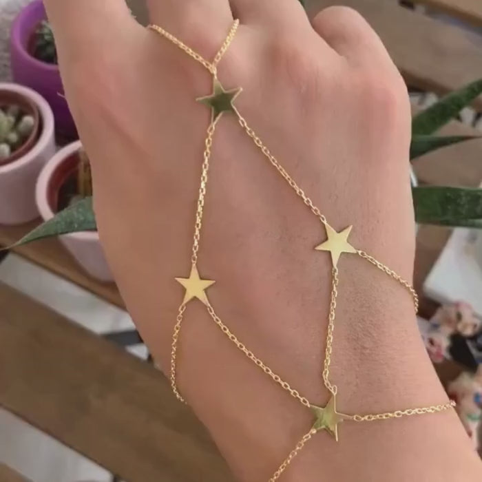 close of video of star charm hand chain by chokha india